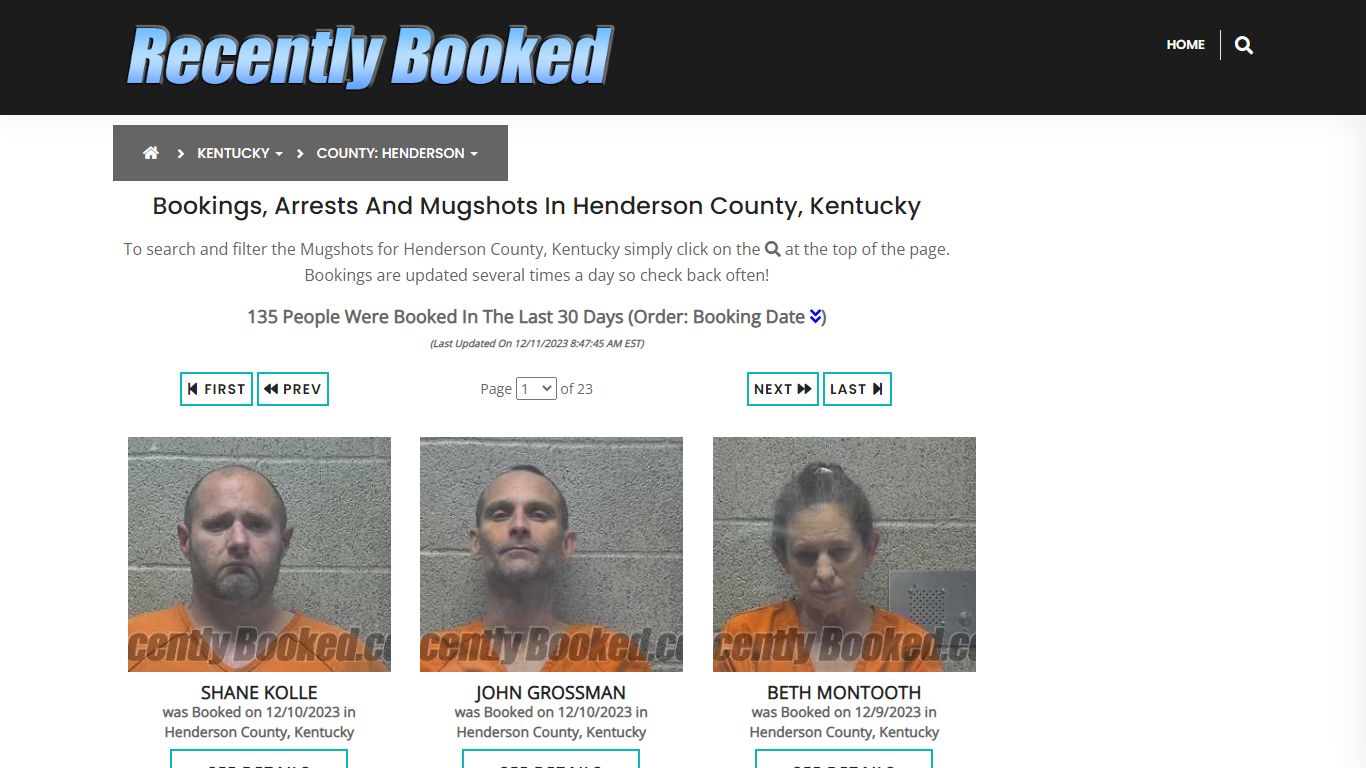 Bookings, Arrests and Mugshots in Henderson County, Kentucky